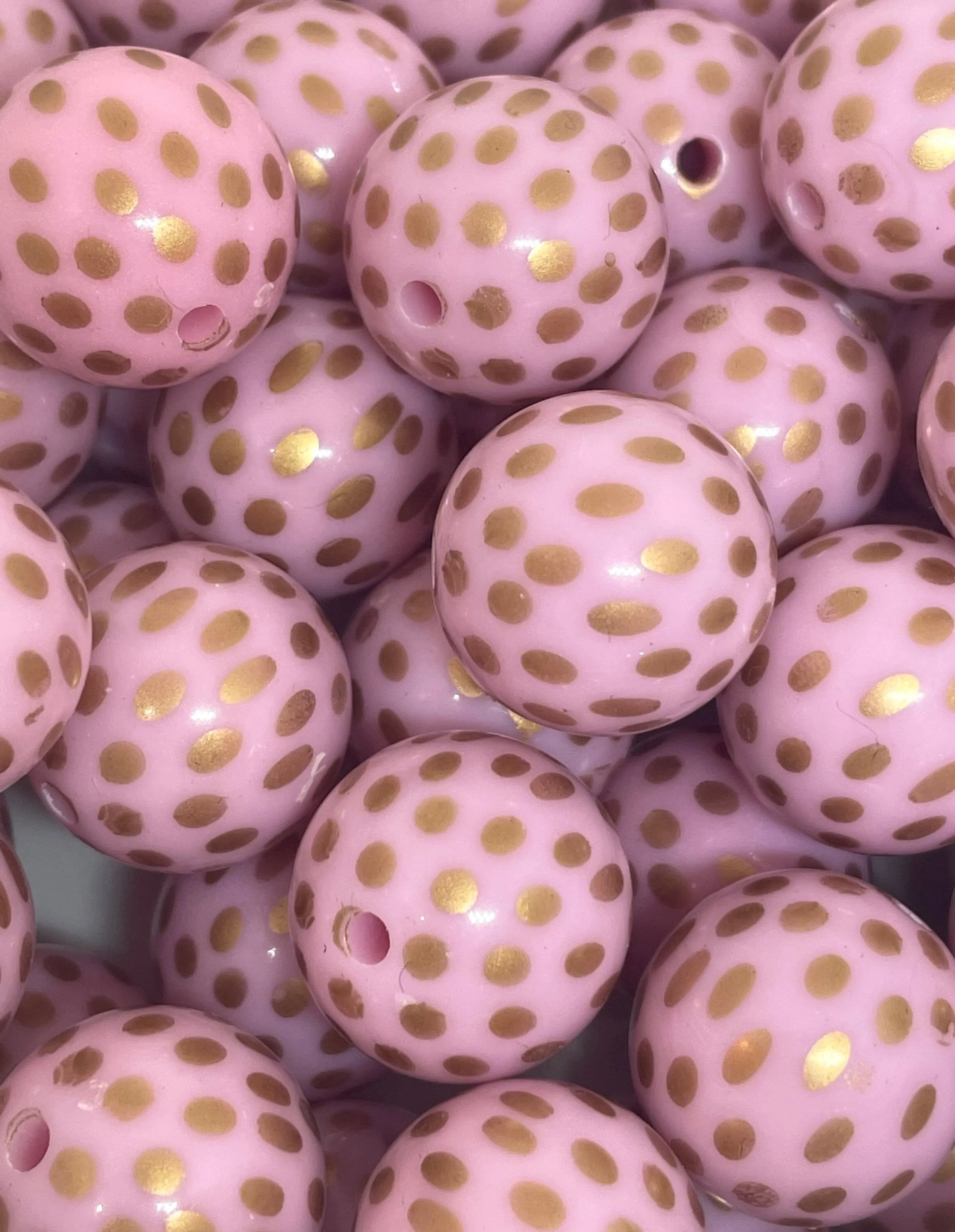 20mm Chunky Pastel Pink Polka Dot Beads