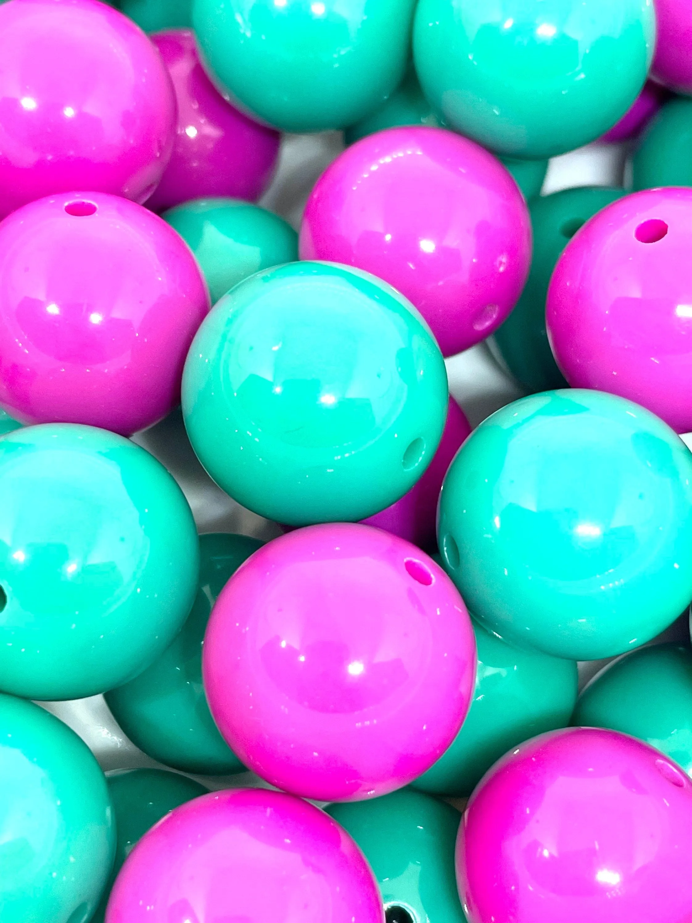 20mm Chunky Turquoise and Magenta Bead Mix