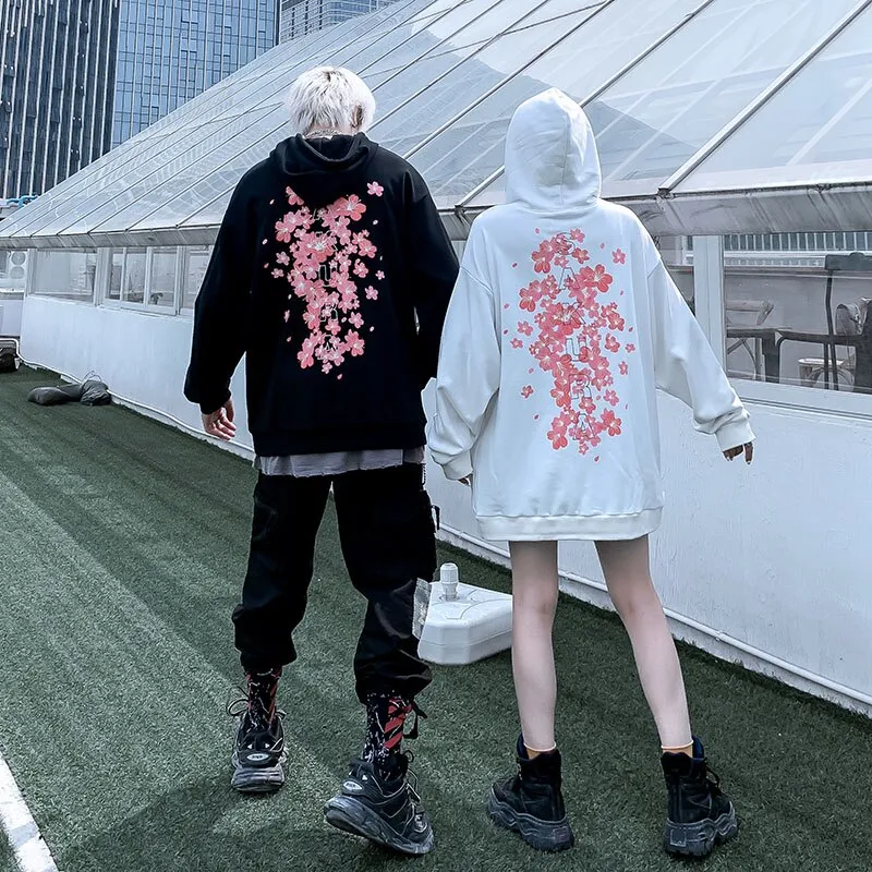 Anime Couple Hoodie Flowers Lovers