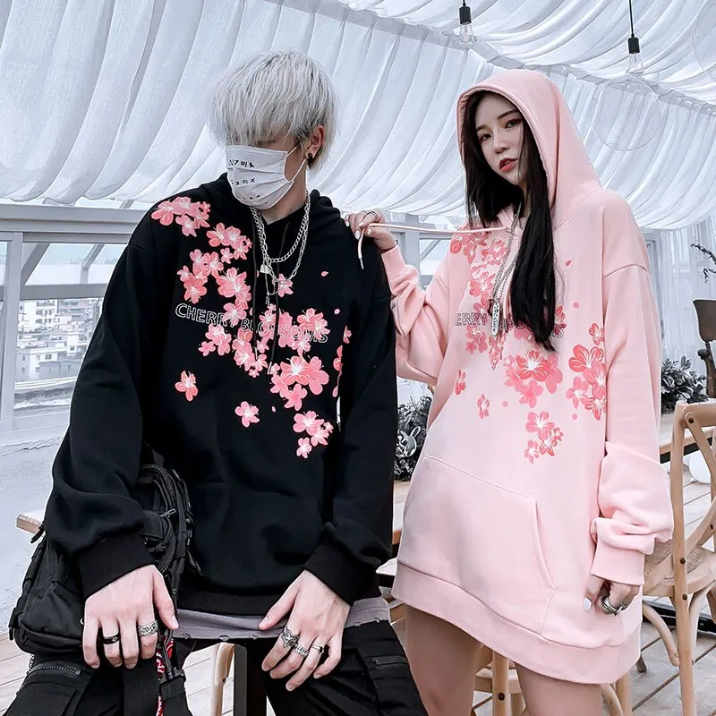 Anime Couple Hoodie Flowers Lovers