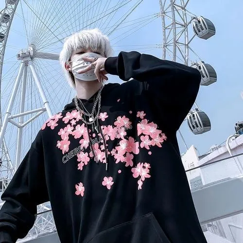 Anime Couple Hoodie Flowers Lovers