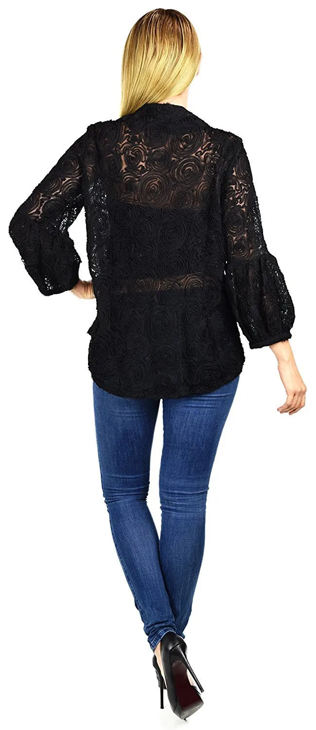 Asymmetrical Textured Flower Pattern Blazer Jacket Outerwear