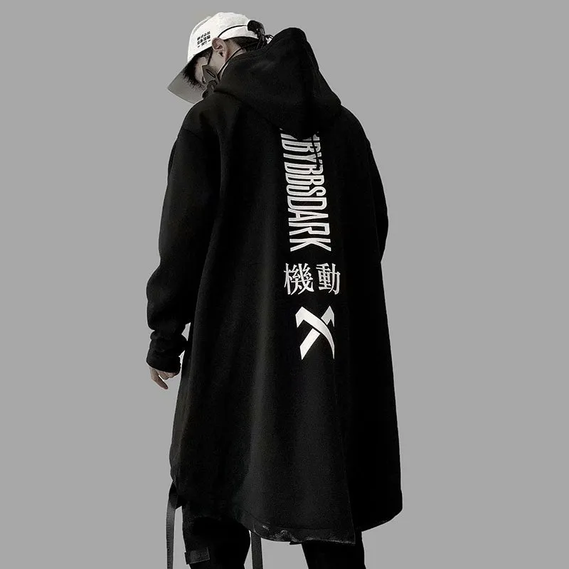 Autumn 2019 Men Harajuku Hip Hop Coats Male Jacket Oversize Long Hoodie Cotton Fashion Swag Coat And Jacket US Size