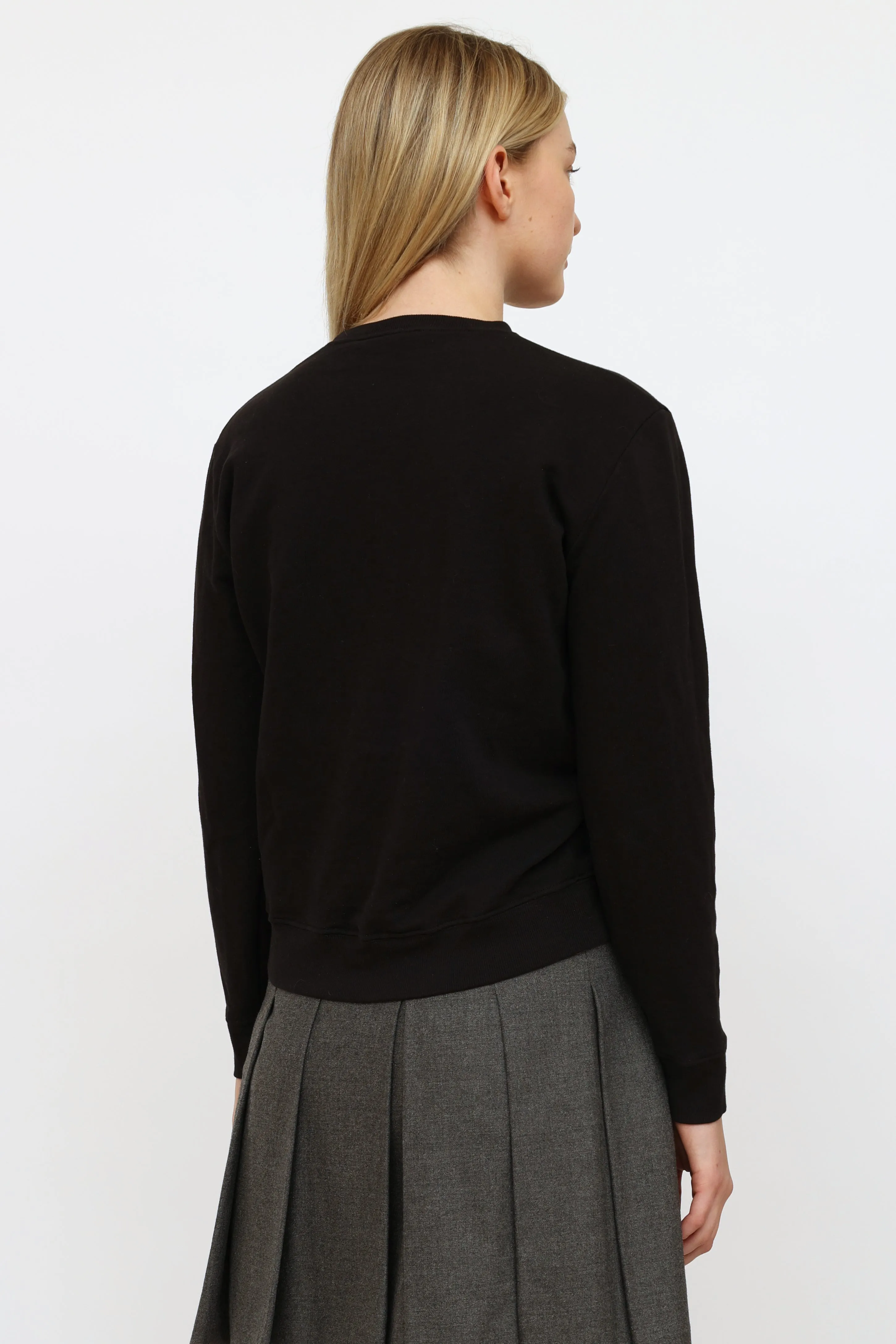 Black Metallic Palm Tree Graphic Crewneck Sweater