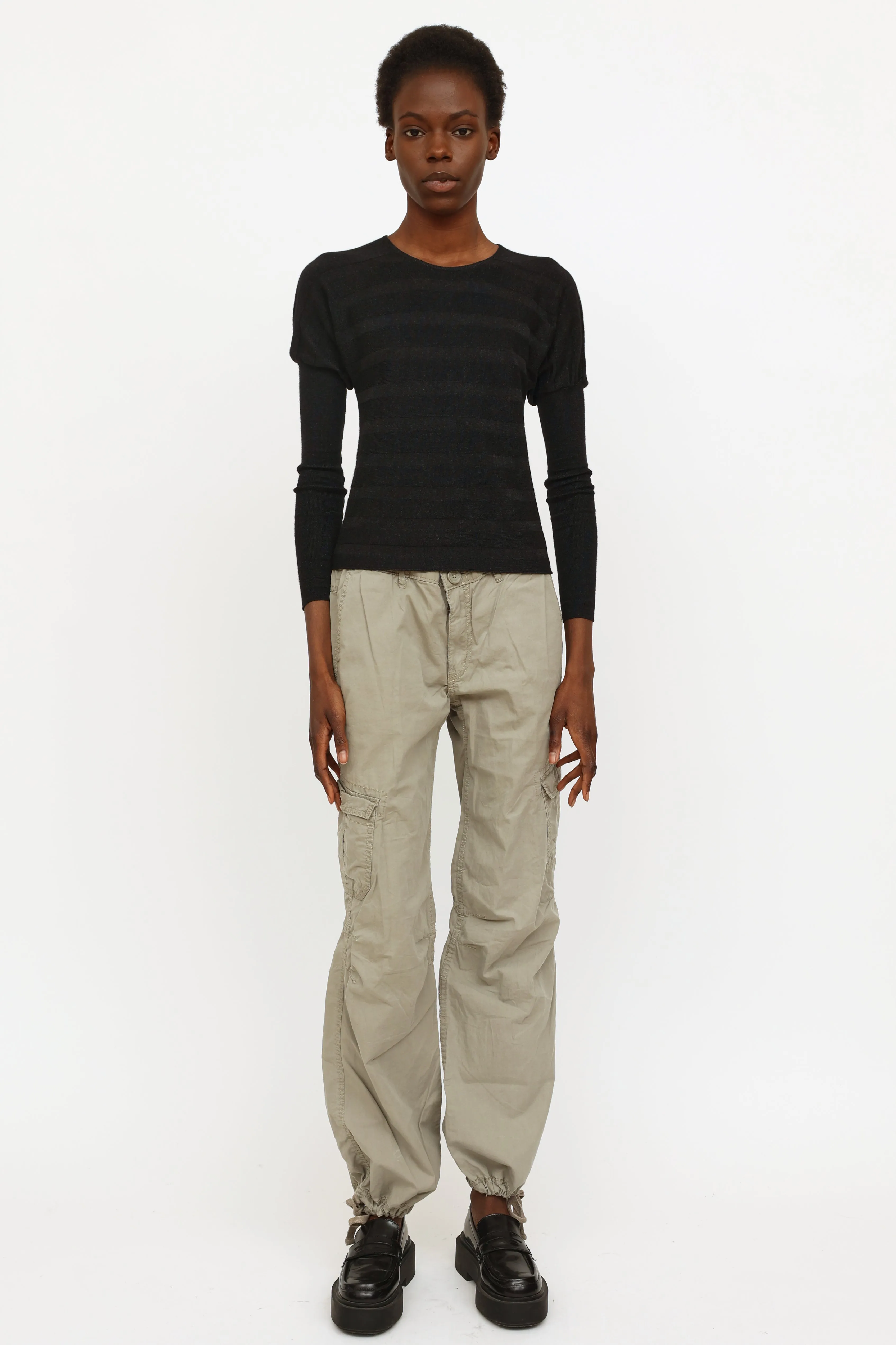 Black Stripe Knit Sweater
