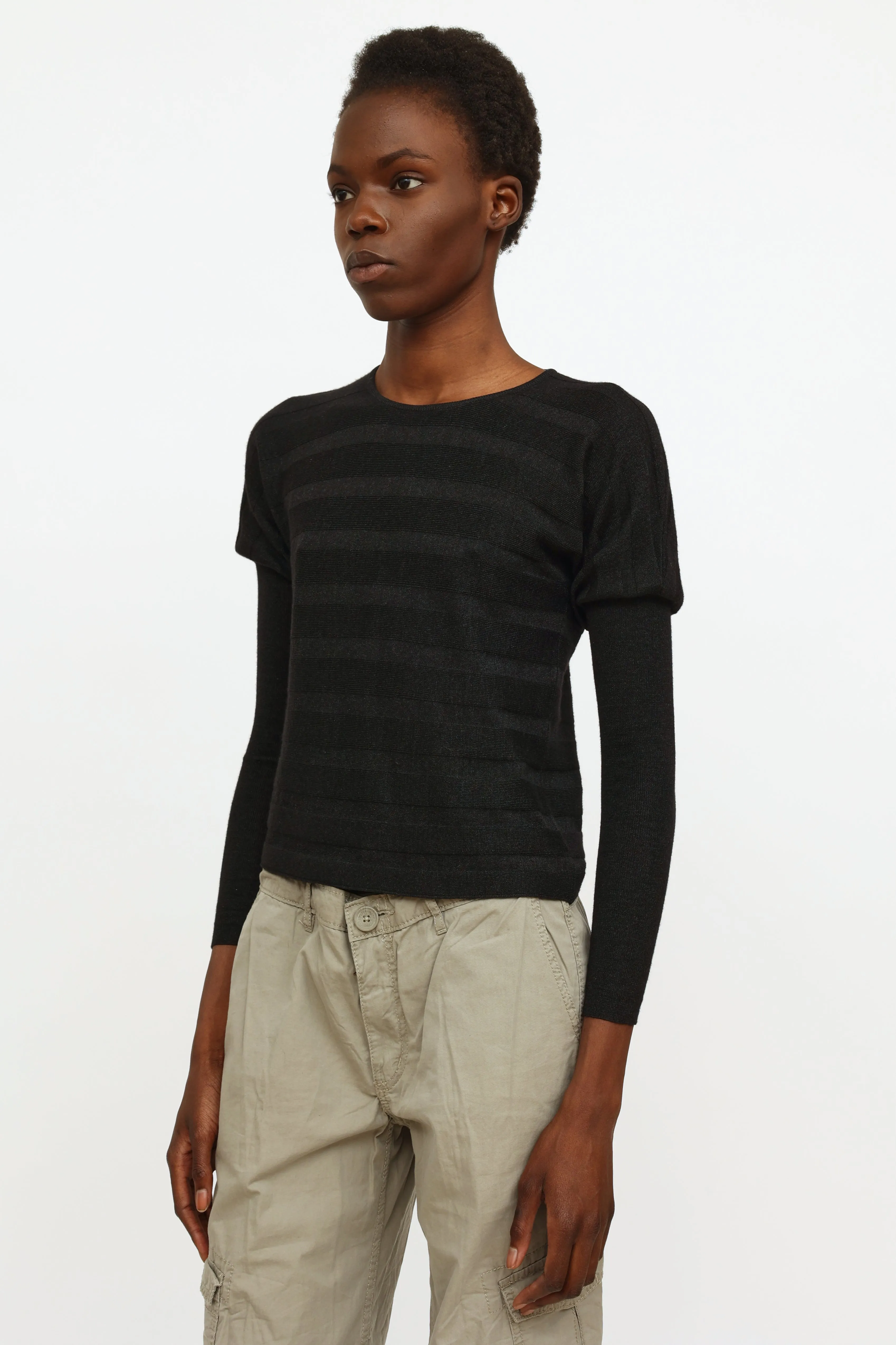Black Stripe Knit Sweater