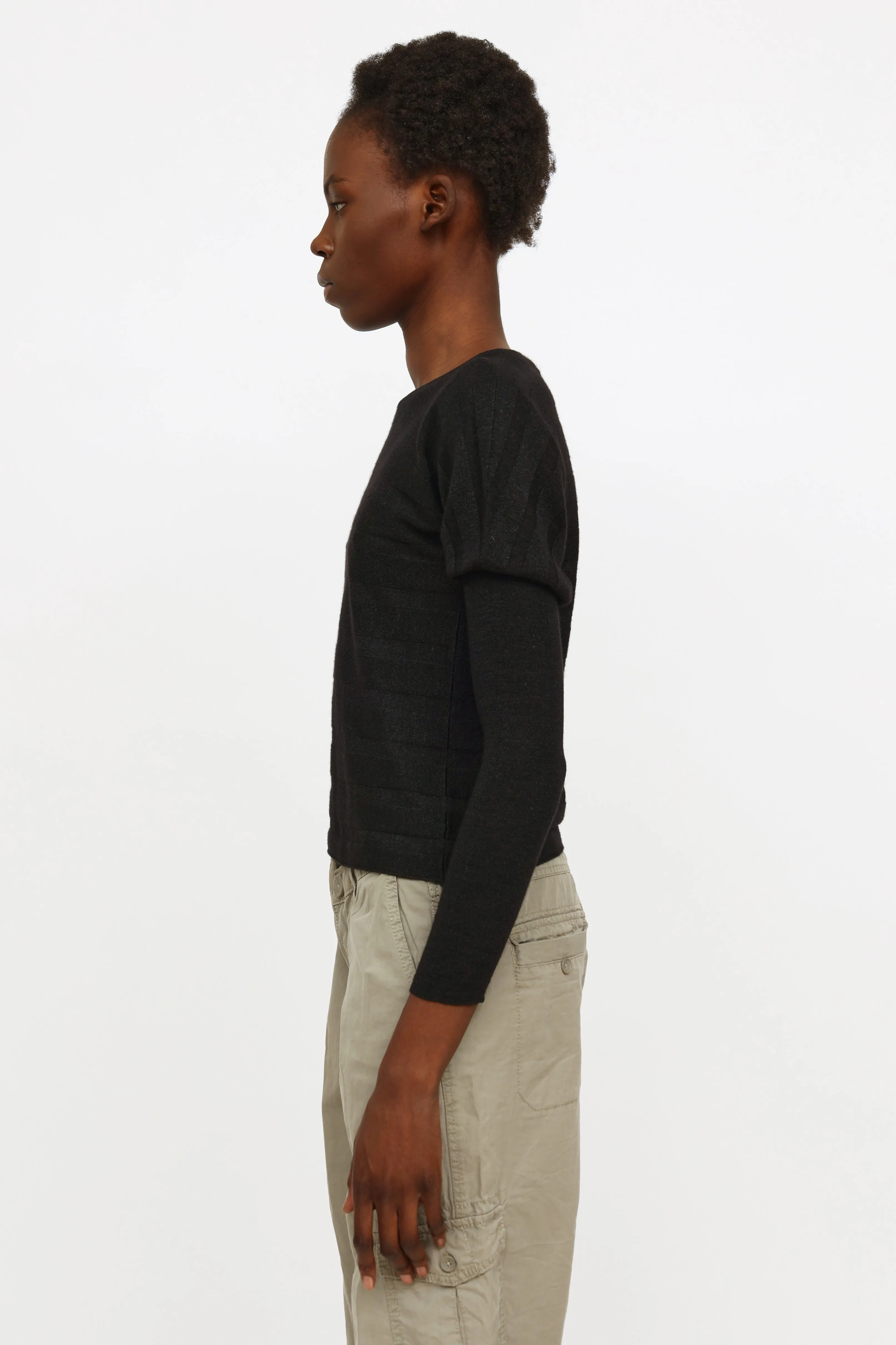 Black Stripe Knit Sweater