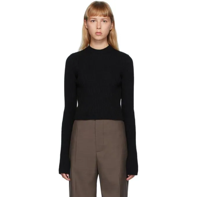 Bottega Veneta Black Rib Crewneck Sweater