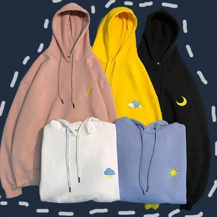 Cute couple hoodies sun moon