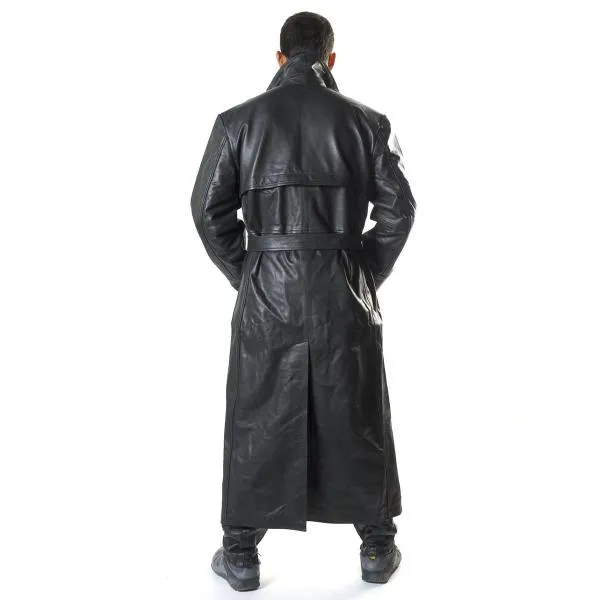 Double breasted long Leather Trench Coat 150