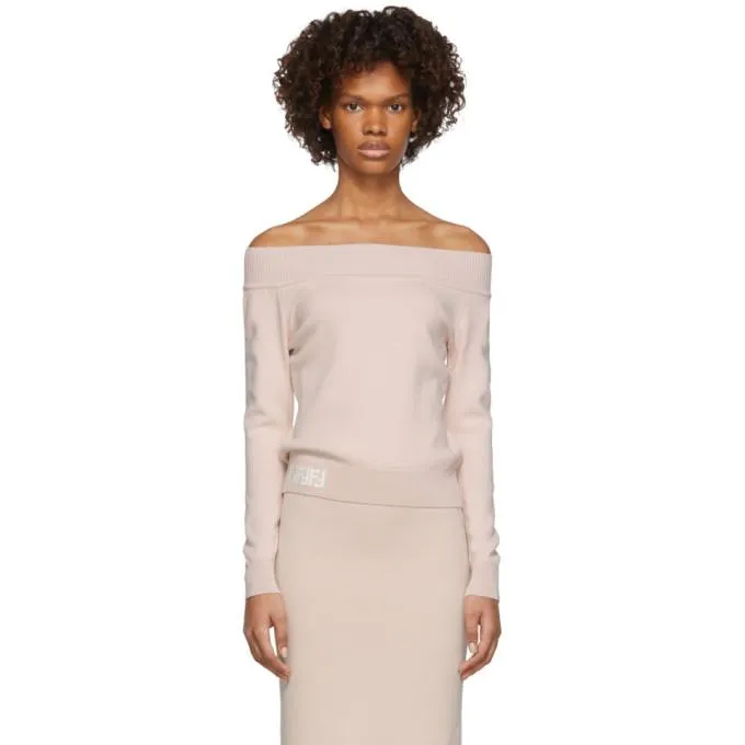 Fendi Pink Forever Fendi Off-The-Shoulder Sweater