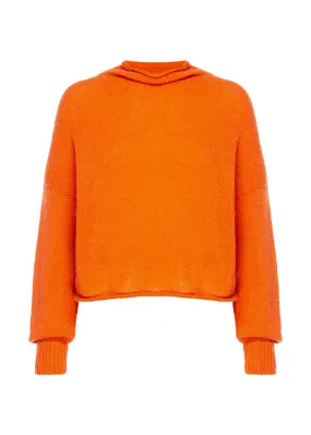 Galen roll neck cropped turtleneck sweater in tangerine