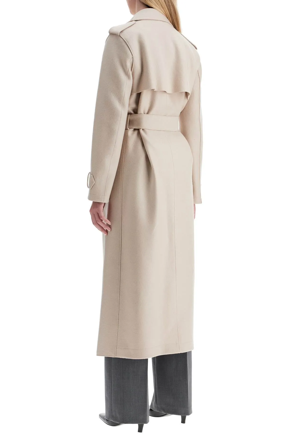 pressed wool robe coat with nine words