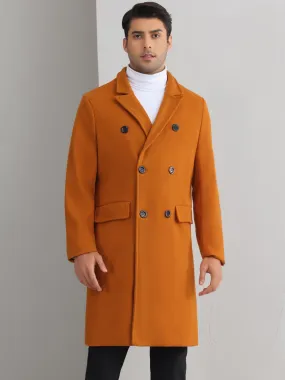 Trench Coat for Men's Double Breasted Notched Lapel Formal Long Winter Coats